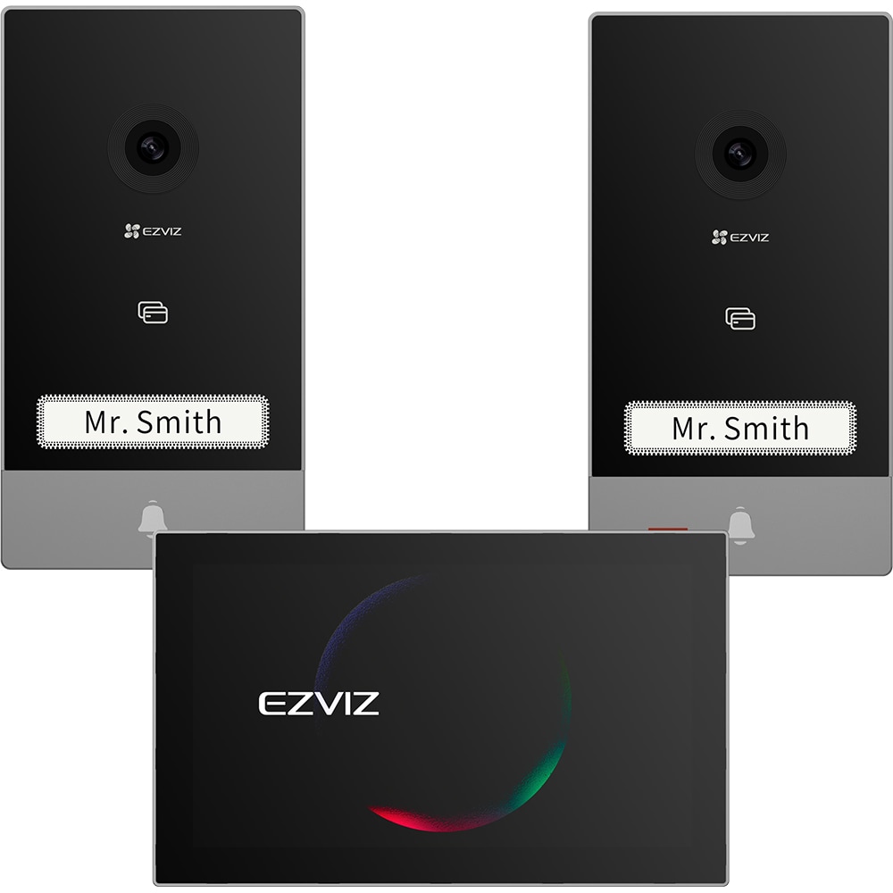 Videointerfon inteligent EZVIZ HP7 2-Entry Kit, 2K, TFT 7 inch, Wi-Fi, IR, 2 intrari, gri-negru