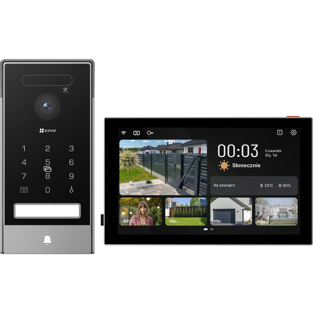Videointerfon inteligent EZVIZ HP7 Pro, 4K, TFT 8 inch, Wi-Fi, IR, gri-negru