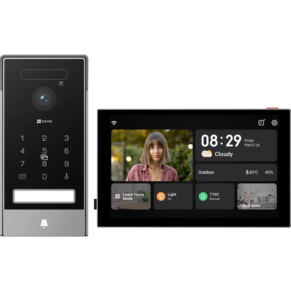 Videointerfon inteligent EZVIZ HP7 Pro, 4K, TFT 8 inch, Wi-Fi, IR, gri-negru