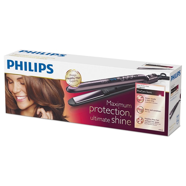 Placa de indreptat parul PHILIPS ProCare Sonic HP8349/00, 199 grade, LCD, invelis ceramic, negru-mov