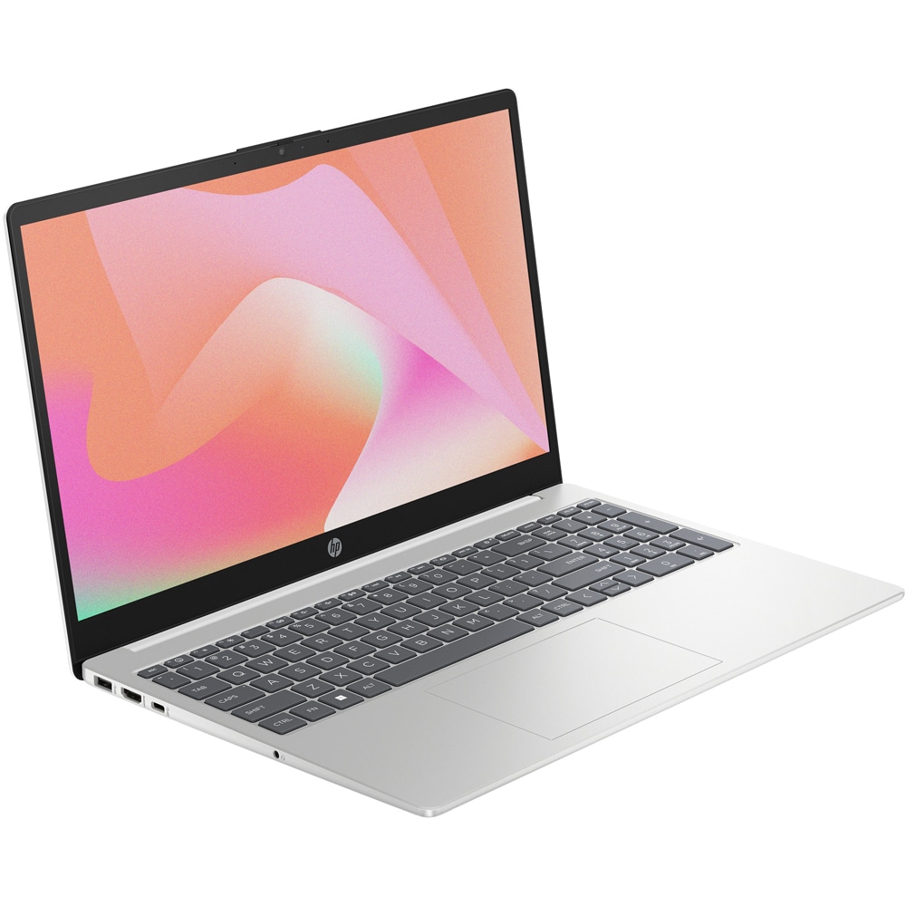 Laptop HP 15-fd0097nq, Intel Core i3-1315U pana la 4.5GHz, 15.6" Full HD, 8GB, SSD 512GB, Intel UHD Graphics, Free DOS, alb-argintiu