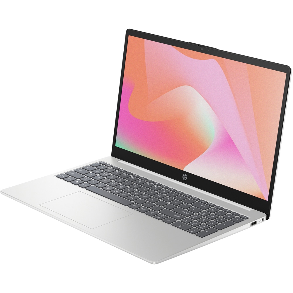 Laptop HP 15-fd0097nq, Intel Core i3-1315U pana la 4.5GHz, 15.6" Full HD, 8GB, SSD 512GB, Intel UHD Graphics, Free DOS, alb-argintiu