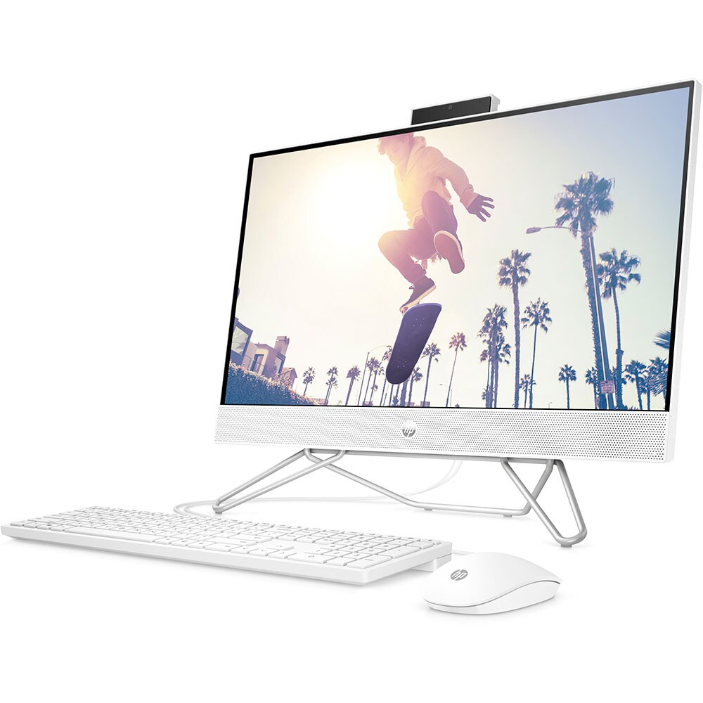 Sistem PC All in One HP 24-cb1044nq, Intel Core i3-1215U pana la 4.4GHz, 23.8" Full HD Touch, 8GB, SSD 512GB, Intel UHD Graphics, Free DOS, alb