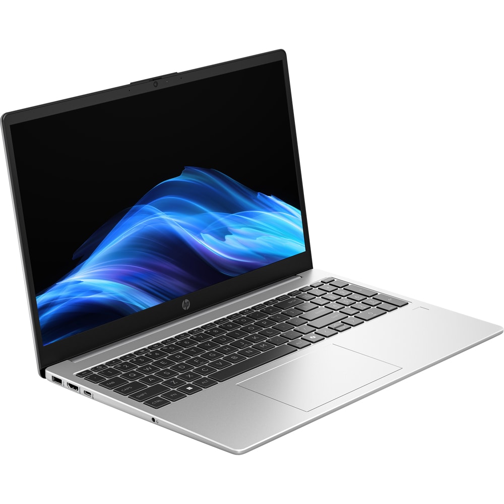 Laptop HP 250R G10, Intel Core 5 120U pana la 5.0GHz, 15.6" Full HD, 16GB, SSD 512GB, Intel Graphics, Free Dos, argintiu