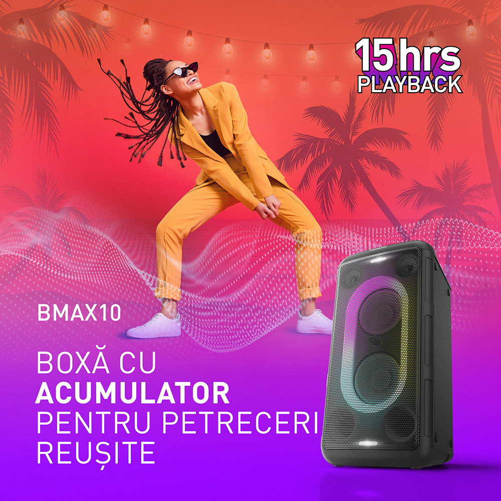 Boxa portabila PANASONIC SC-BMAX10, 150W RMS, Bluetooth, negru