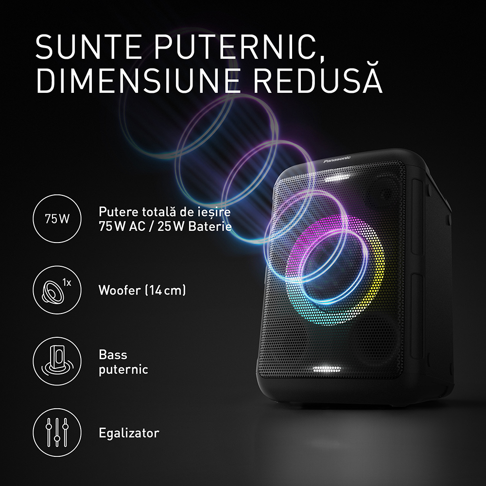 Boxa portabila PANASONIC SC-BMAX5, 75W RMS, Bluetooth, negru