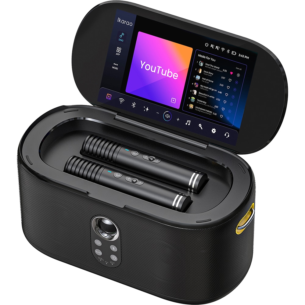 Boxa Portabila IKARAO Shells-S1, 50W RMS, Bluetooth, Karaoke, Ecran 10.1", negru