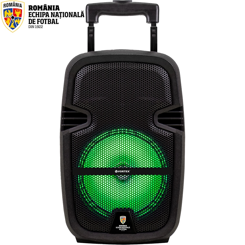 Boxa portabila VORTEX Echipa Nationala de Fotbal VO2614FRF, 30W, Microfon, Bluetooth, USB, Radio FM, negru