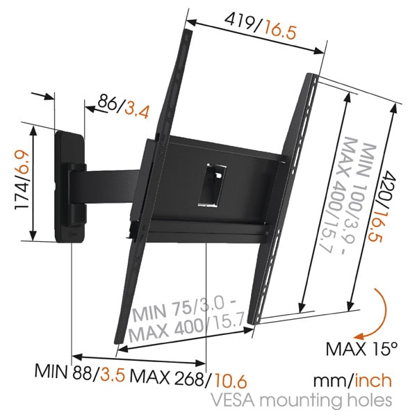 Suport TV perete VOGEL'S MA3030, reglabil, 32-55", 25kg, negru