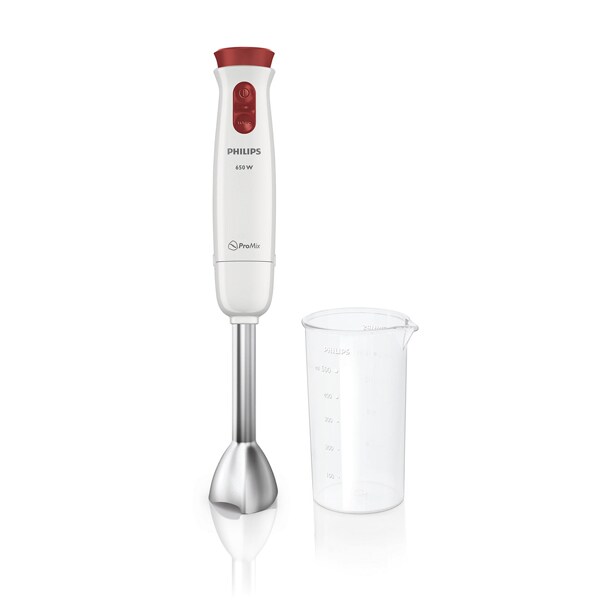 Mixer vertical PHILIPS Daily Collection HR1621/00, 0.5l, 650W, 2 trepte viteza, alb-rosu