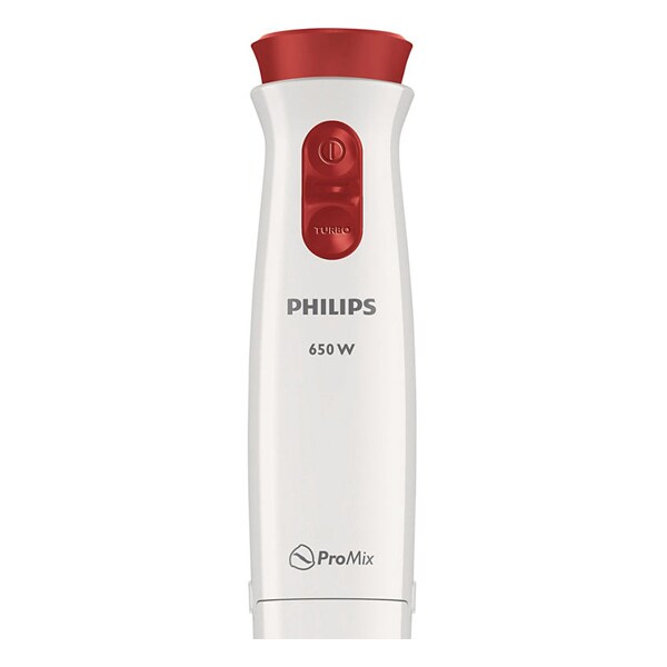 Mixer vertical PHILIPS Daily Collection HR1621/00, 0.5l, 650W, 2 trepte viteza, alb-rosu