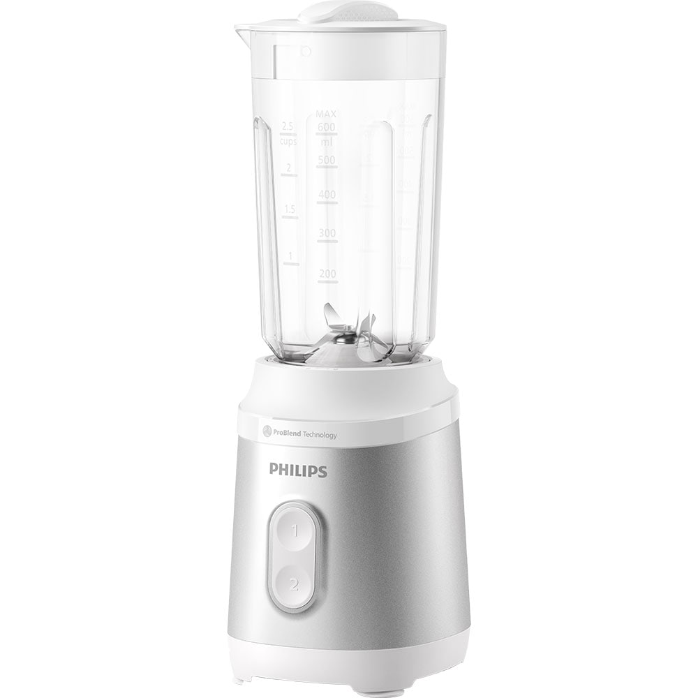 Mini blender PHILIPS Seria 3000 HR2512/90, 0.6l, 350W, 2 trepte viteza, alb-gri