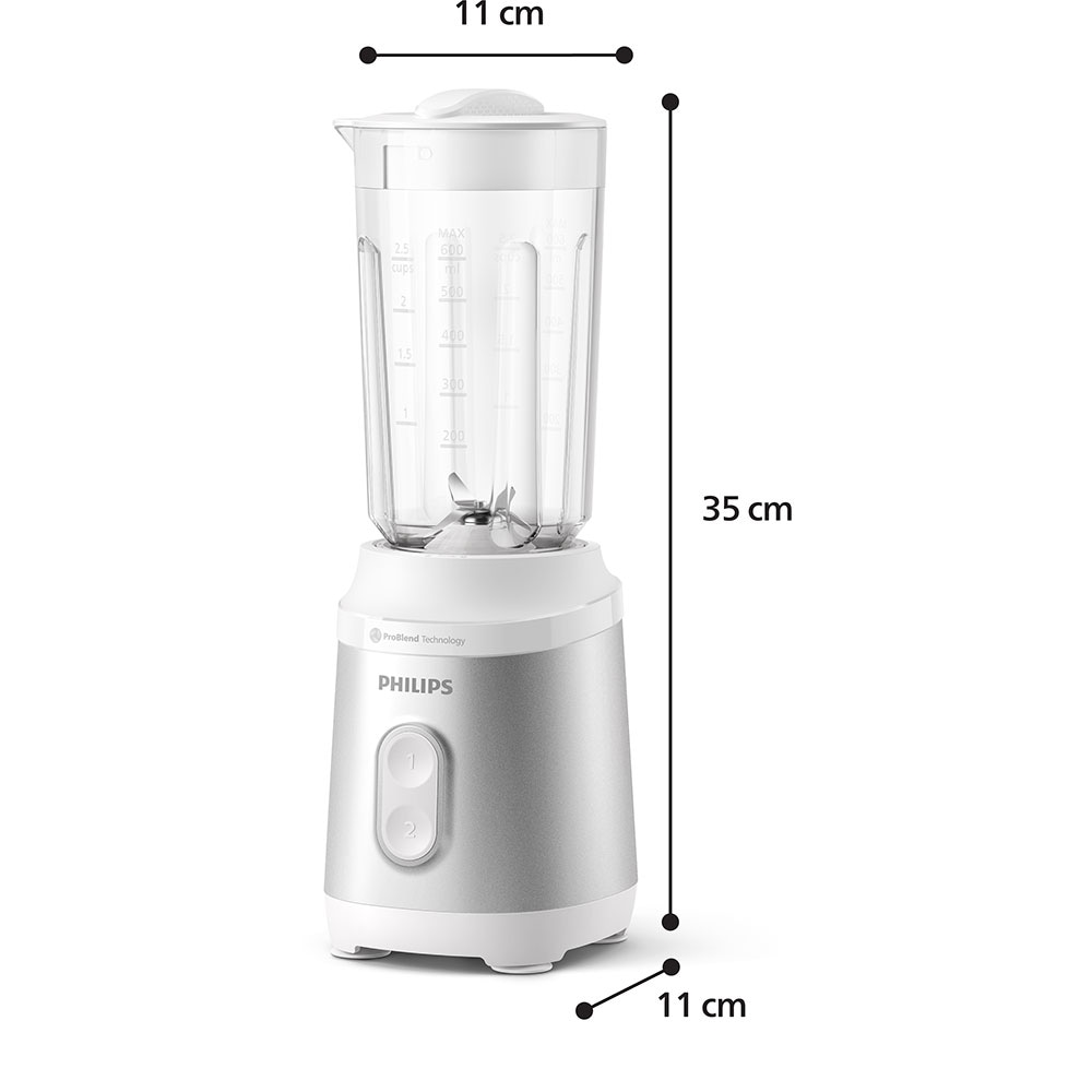 Mini blender PHILIPS Seria 3000 HR2512/90, 0.6l, 350W, 2 trepte viteza, alb-gri