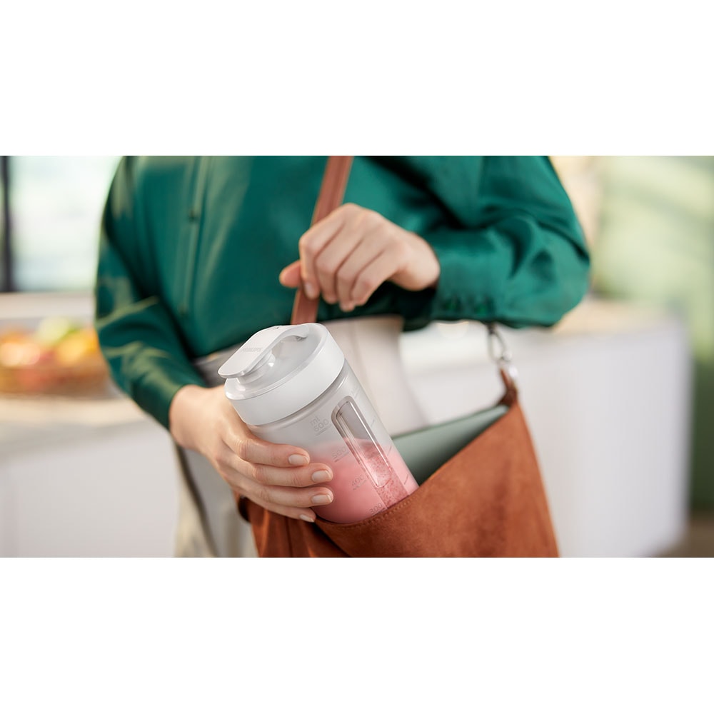 Mini blender PHILIPS Seria 3000 HR2512/90, 0.6l, 350W, 2 trepte viteza, alb-gri