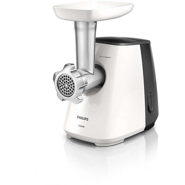Masina de tocat carne PHILIPS Daily Collection HR2712/30, 1.7kg/min, 1600W, accesoriu carnati, alb-gri