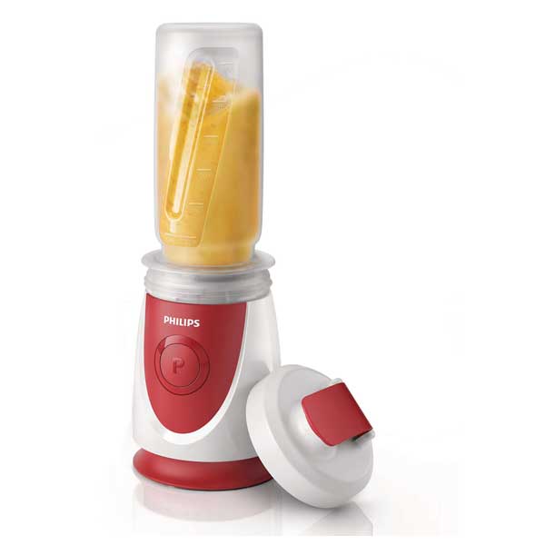 Mini blender PHILIPS Daily Collection HR2872/00, 0.6l, 350W, 1 treapta viteza, alb-rosu 
