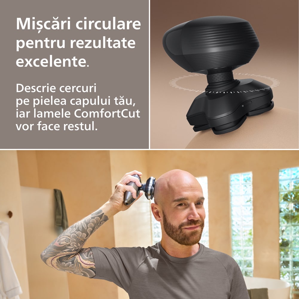 Aparat de ras pentru cap PHILIPS Pro Series 5000 HS5980/15, autonomie 60 min, 4 elemente de taiere, negru