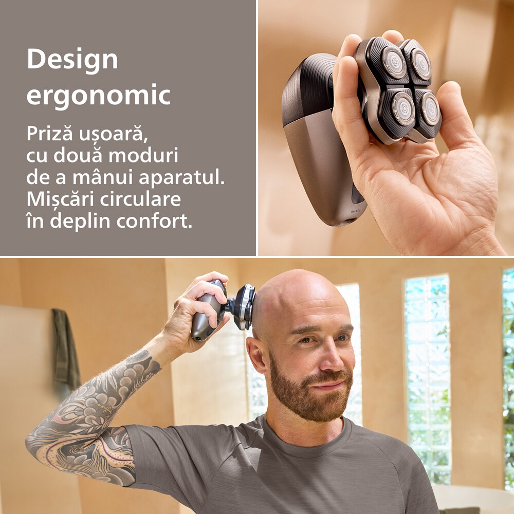 Aparat de ras pentru cap PHILIPS Pro Series 5000 HS5980/15, autonomie 60 min, 4 elemente de taiere, negru