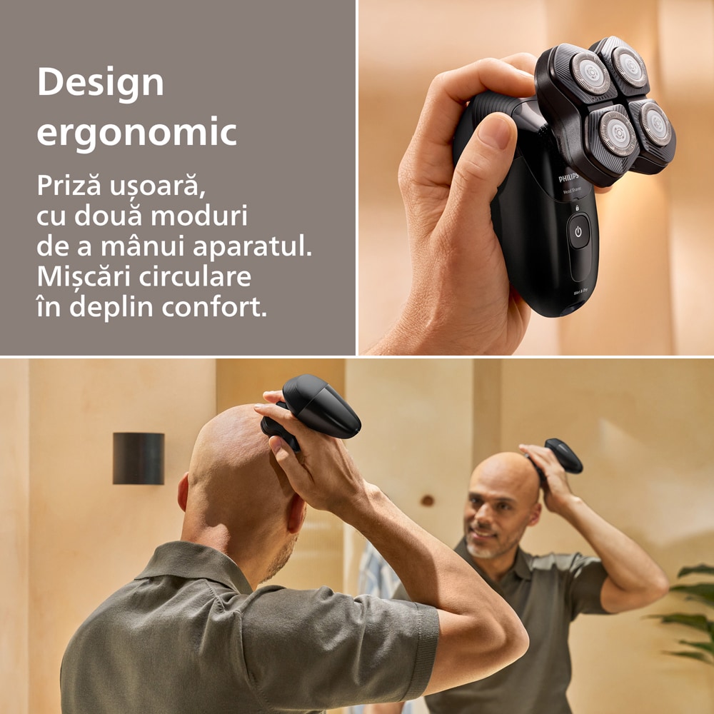 Aparat de ras pentru cap PHILIPS Pro Series 5000 HS5980/15, autonomie 60 min, 4 elemente de ras, negru