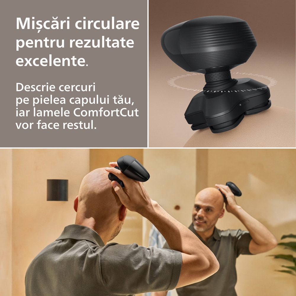 Aparat de ras pentru cap PHILIPS Pro Series 5000 HS5980/15, autonomie 60 min, 4 elemente de ras, negru