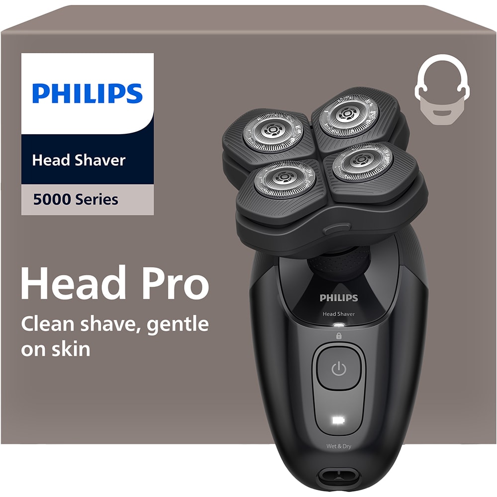 Aparat de ras pentru cap PHILIPS Pro Series 5000 HS5980/15, autonomie 60 min, 4 elemente de ras, negru