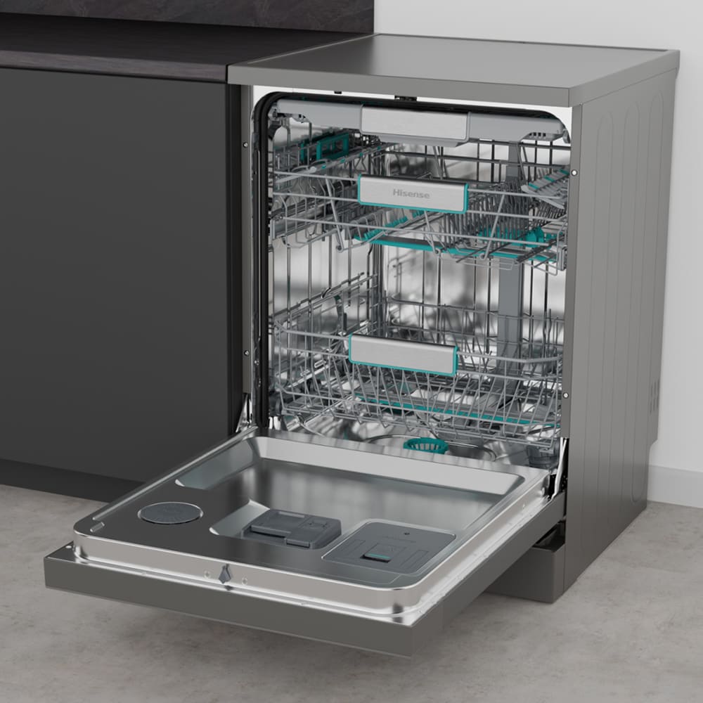 Masina de spalat vase independenta HISENSE HS693A90XAD, 16 seturi, 7 programe, 60 cm, Clasa A, Wi-Fi, gri