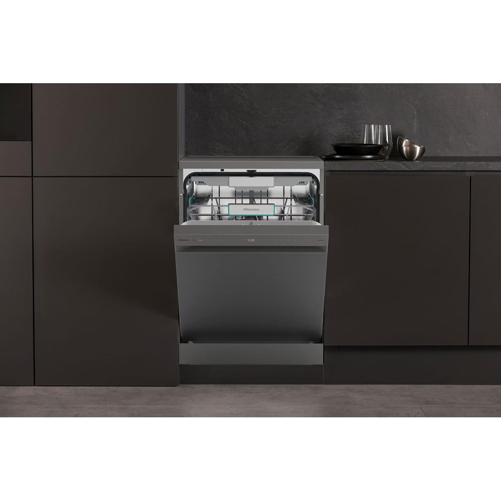 Masina de spalat vase independenta HISENSE HS693A90XAD, 16 seturi, 7 programe, 60 cm, Clasa A, Wi-Fi, gri