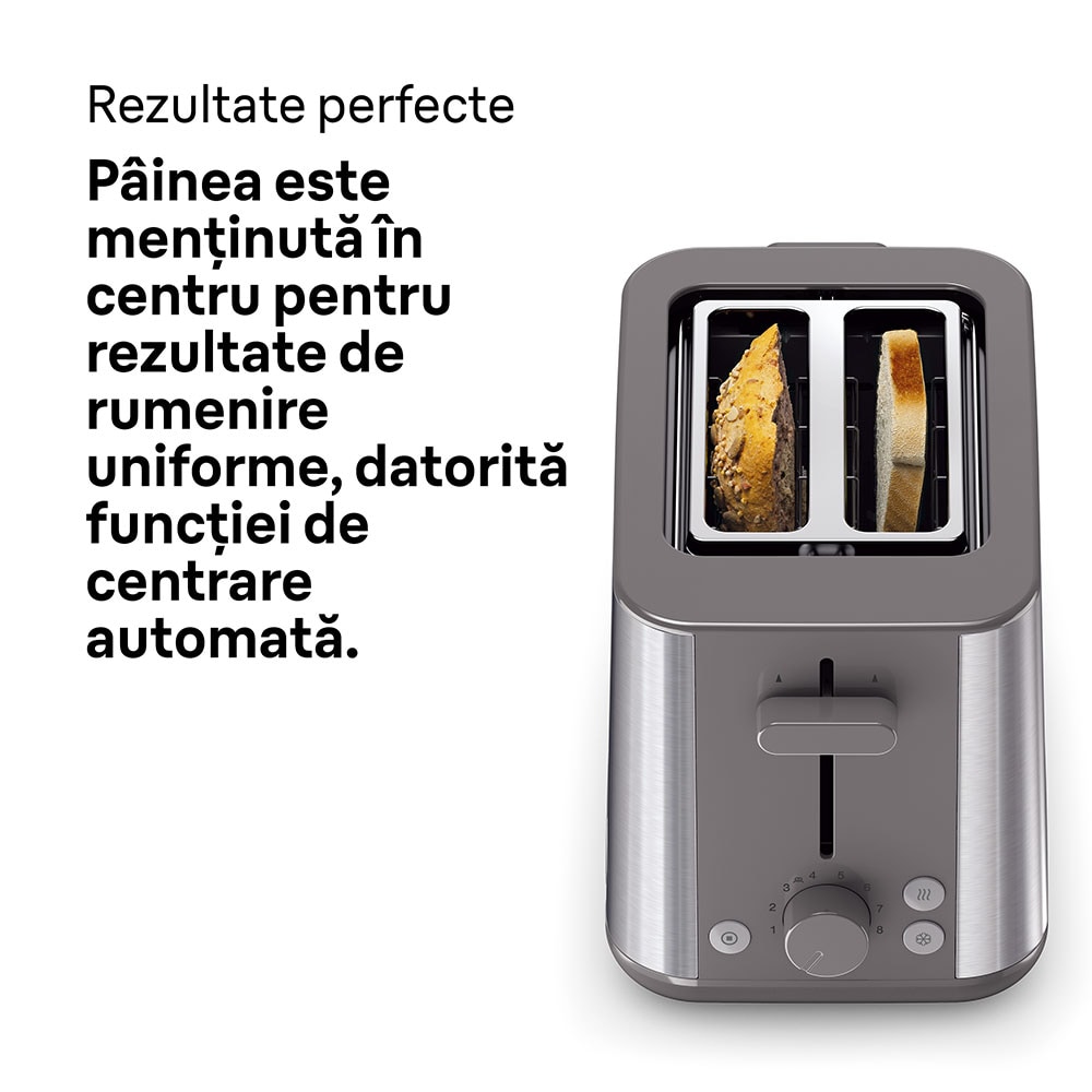 Prajitor de paine BRAUN Purshine HT1510GY, 2 felii, 900W, gri-argintiu