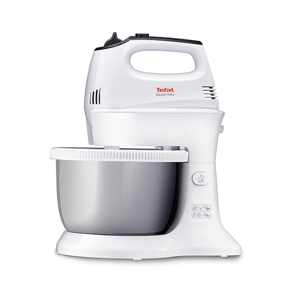Mixer cu bol TEFAL Quick Mix HT312138, 3.5l, 300W, 5 trepte viteza, alb-argintiu