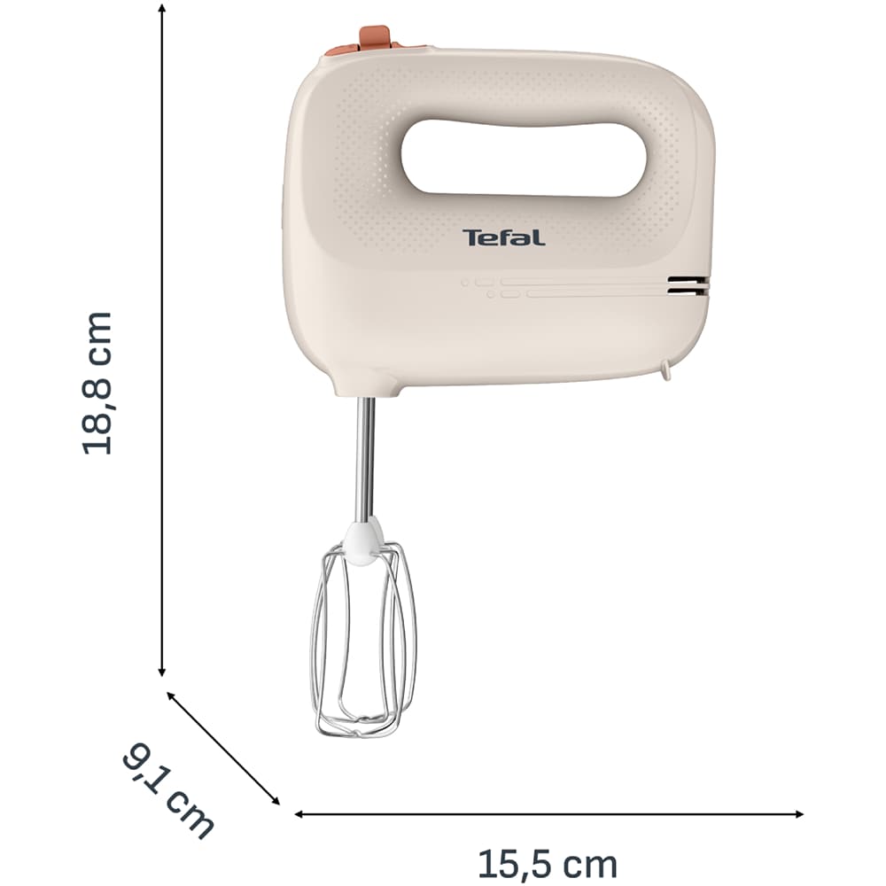 Mixer de mana TEFAL Prep Mix Essential HT420BF0, 450W, 5 trepte viteza, crem