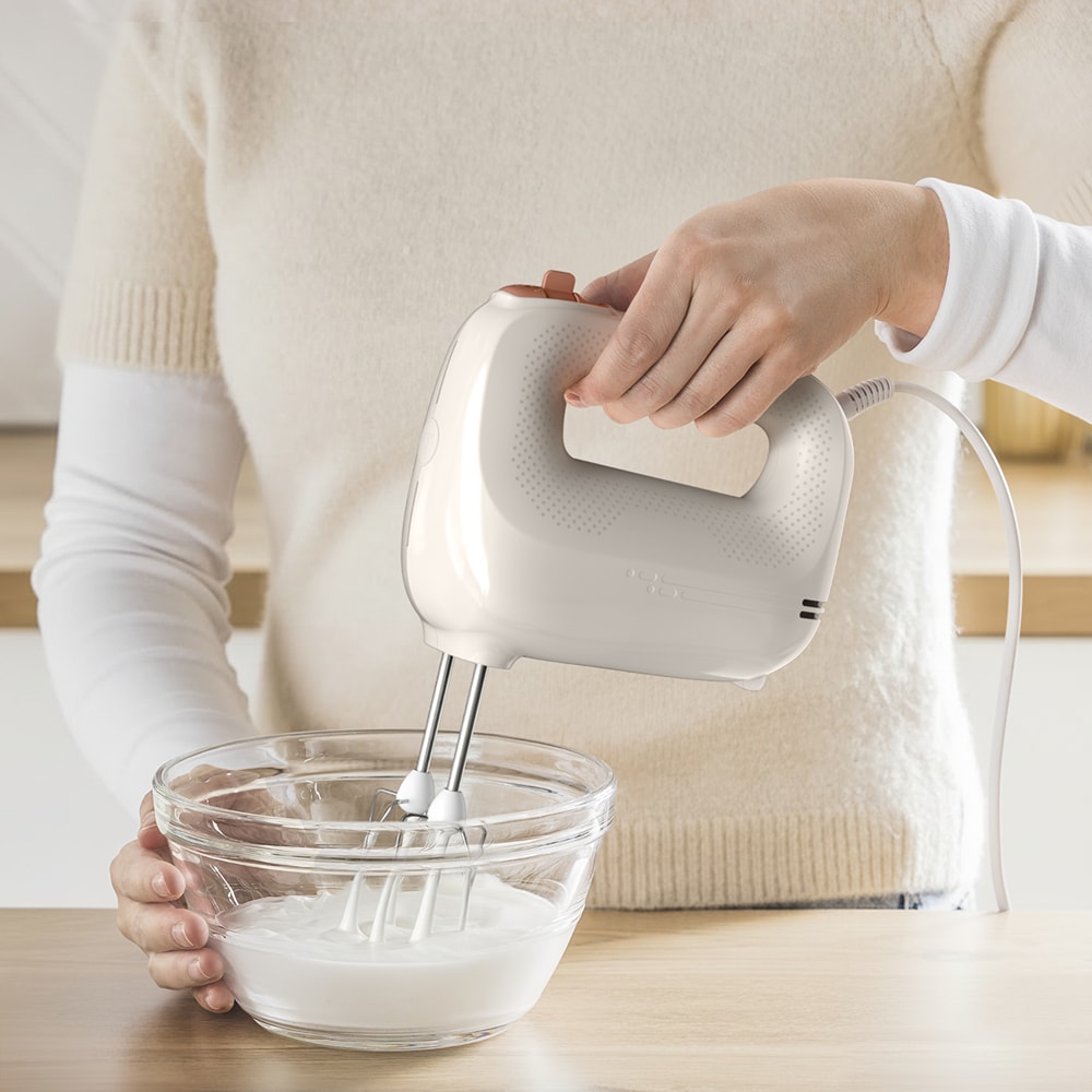 Mixer de mana TEFAL Prep Mix Essential HT420BF0, 450W, 5 trepte viteza, crem
