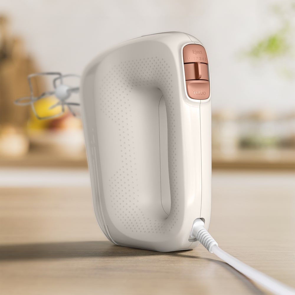 Mixer de mana TEFAL Prep Mix Essential HT420BF0, 450W, 5 trepte viteza, crem