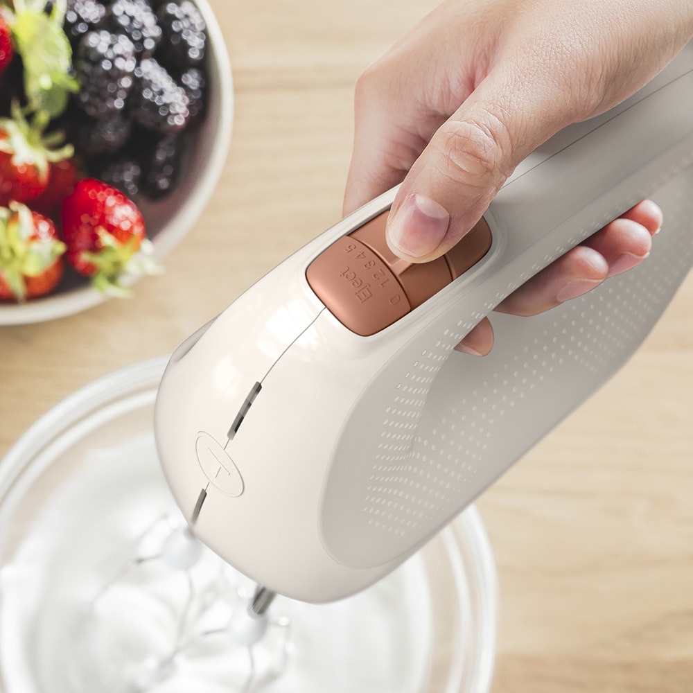 Mixer de mana TEFAL Prep Mix Essential HT420BF0, 450W, 5 trepte viteza, crem