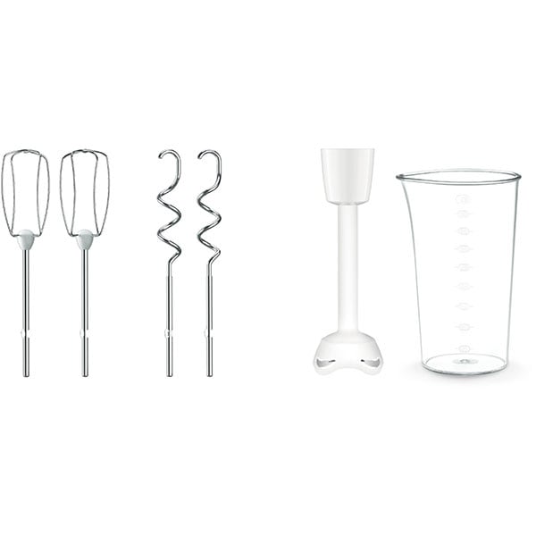 Mixer de mana TEFAL Prep'Mix HT461138, 0.6l, 500W, 5 trepte viteza, alb-gri inchis