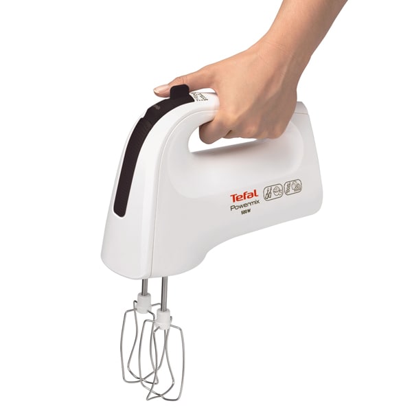 Mixer de mana TEFAL Powermix HT610, 0.6l, 500W, 5 trepte viteza, alb