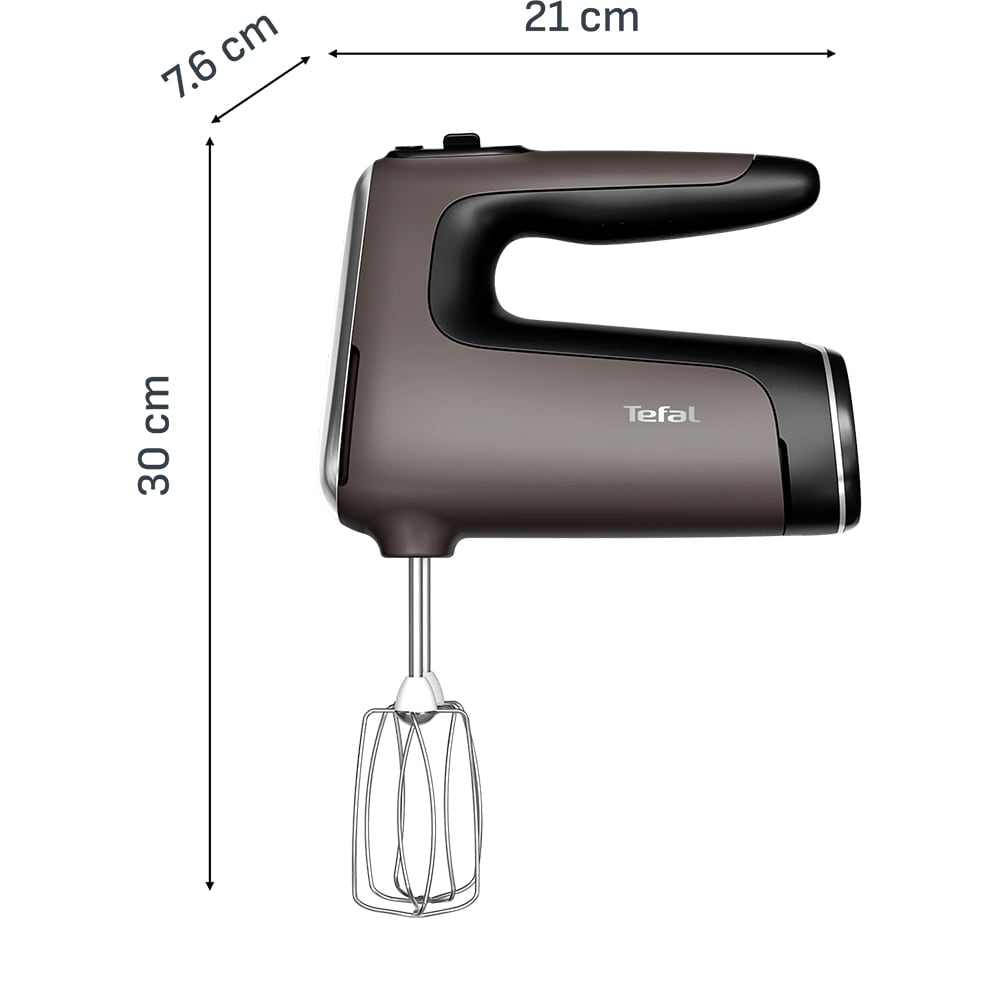 Mixer de mana TEFAL Powermix Silence HT660EE0, 850W, 5 trepte viteza, gri-negru