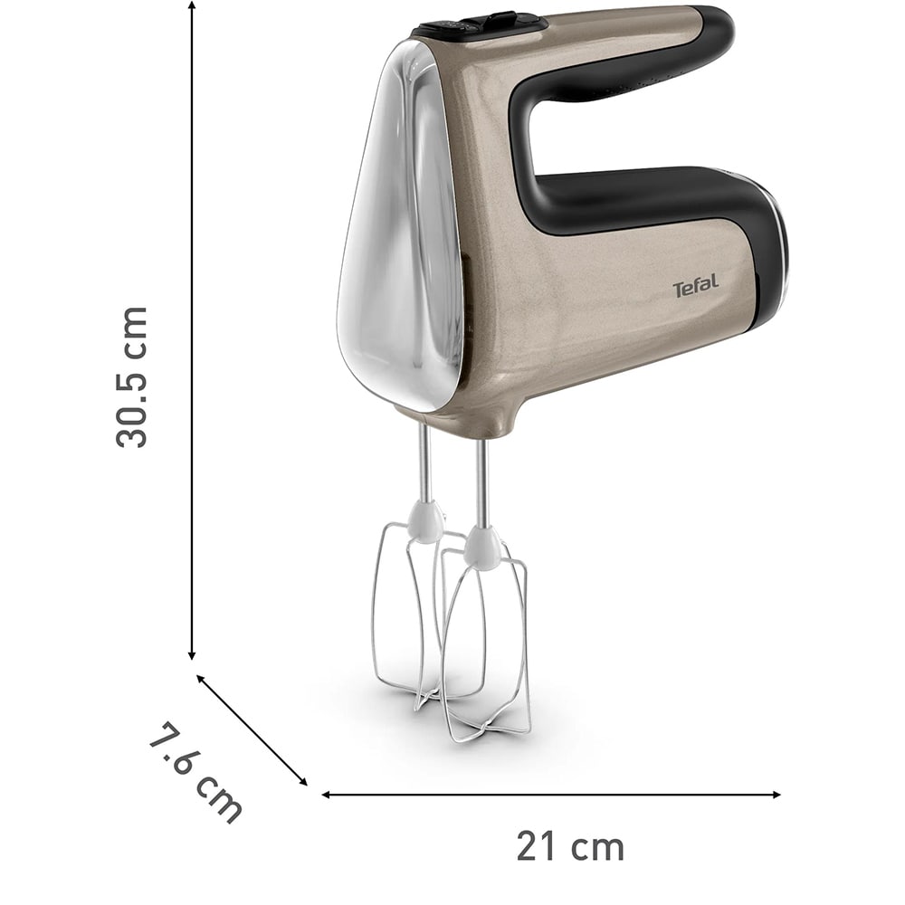Mixer de mana TEFAL Powermix Silence HT663AF0, 850W, 6 trepte viteza, crem-negru