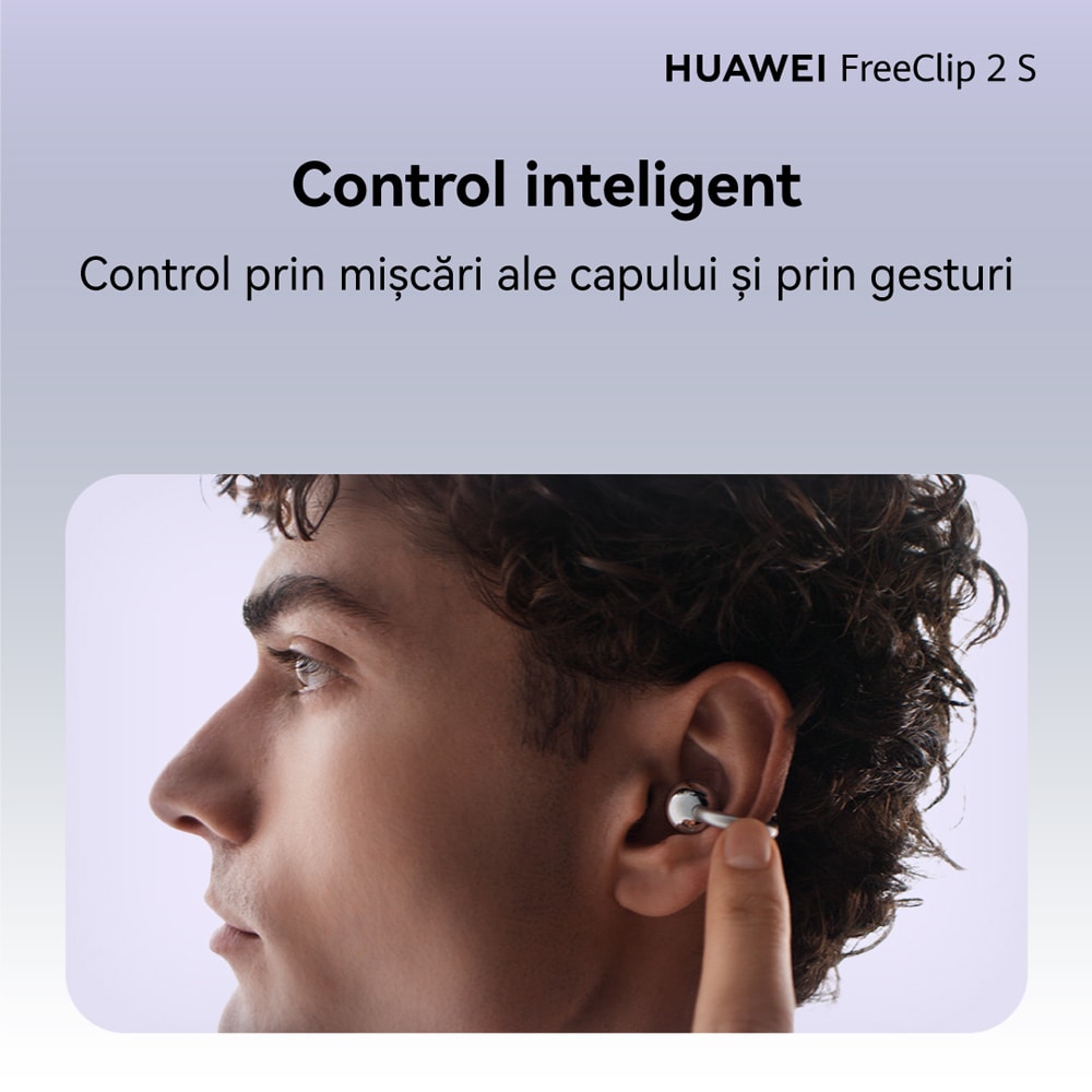 Casti HUAWEI FreeClip 2 S, True wireless, Bluetooth, Open-ear, Microfon, Space Silver