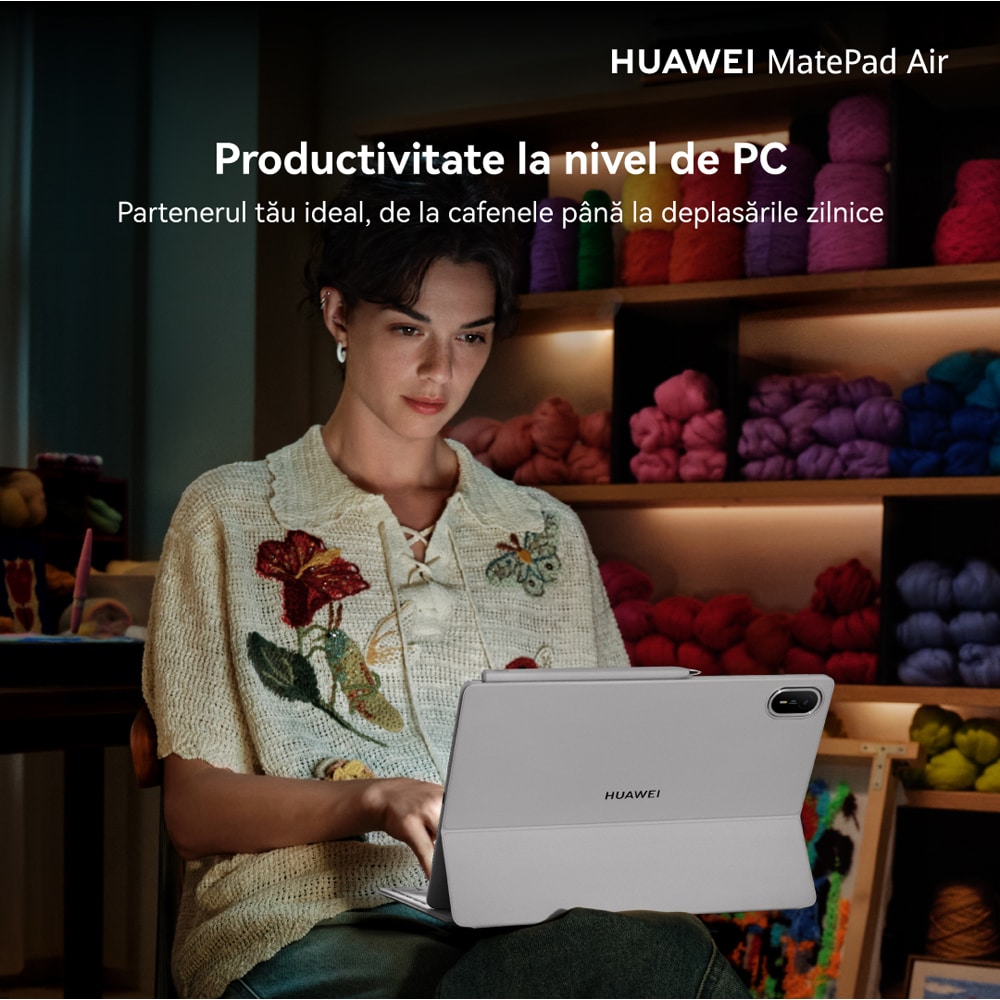 Tableta HUAWEI MatePad Air 12" PaperMatte Edition, 256GB, 8GB RAM, Wi-Fi, Blue + Tastatura, Mouse