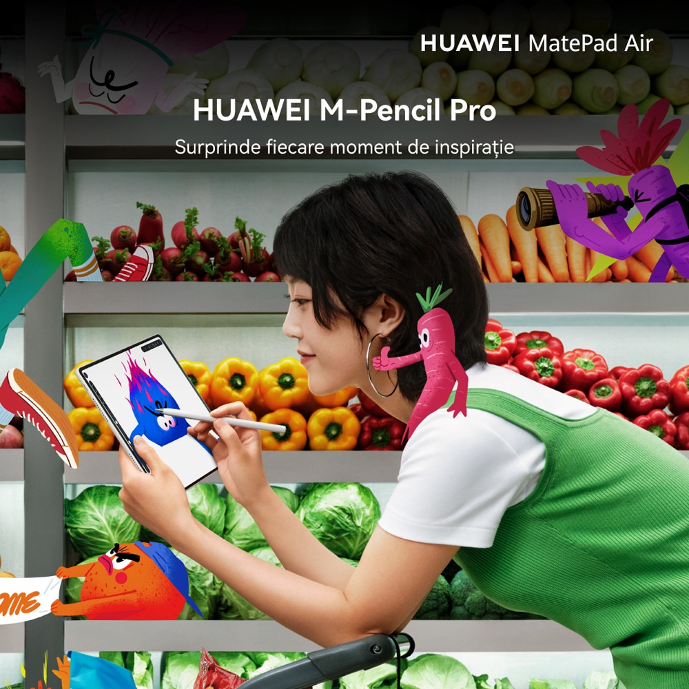 Tableta HUAWEI MatePad Air 12" PaperMatte Edition, 256GB, 8GB RAM, Wi-Fi, Blue + Tastatura, Mouse