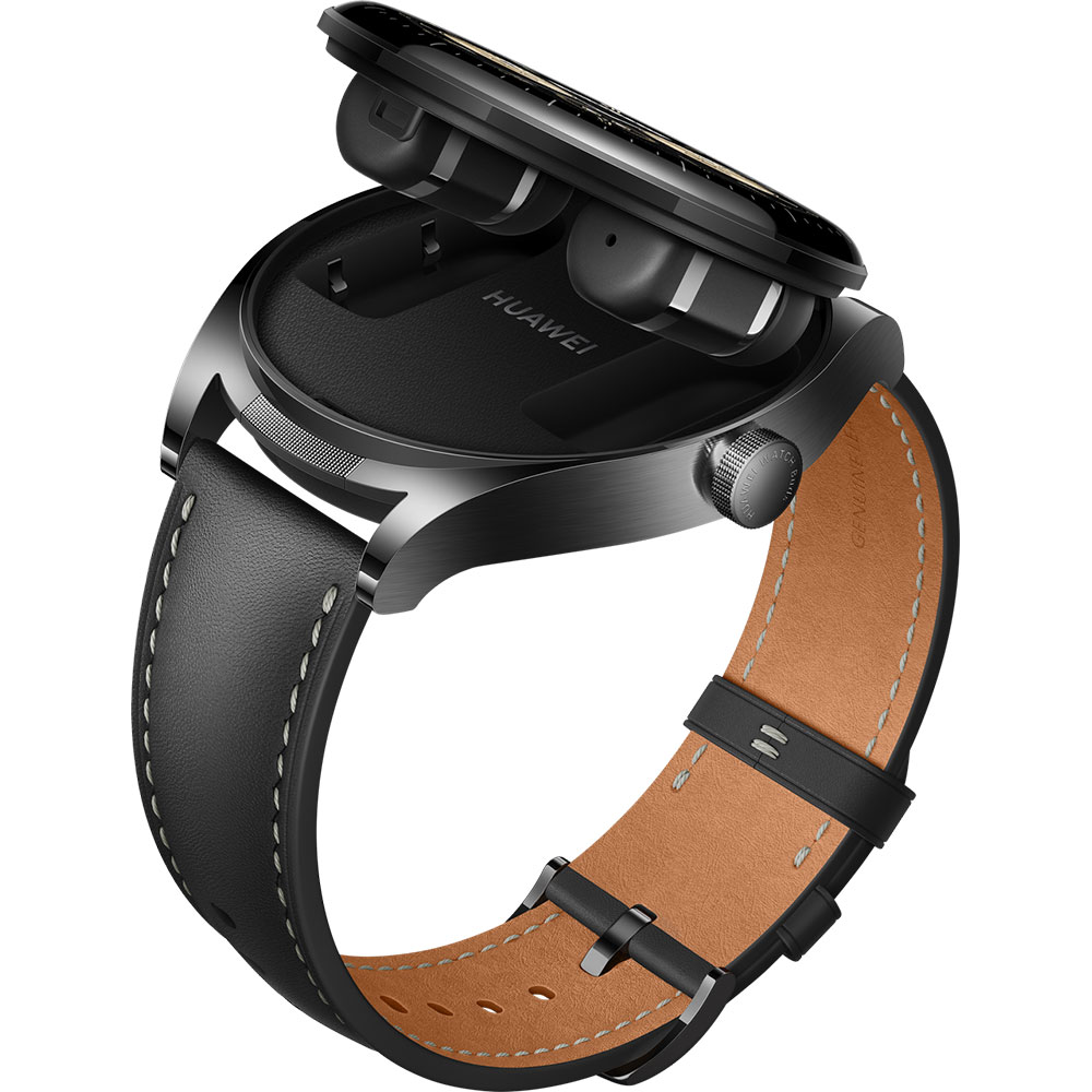 Smartwatch HUAWEI Watch Buds, Android/iOS, piele, negru