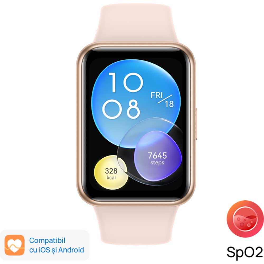 Smartwatch HUAWEI Watch Fit 2 Active Edition, Android/iOS, Sakura Pink Silicone Strap