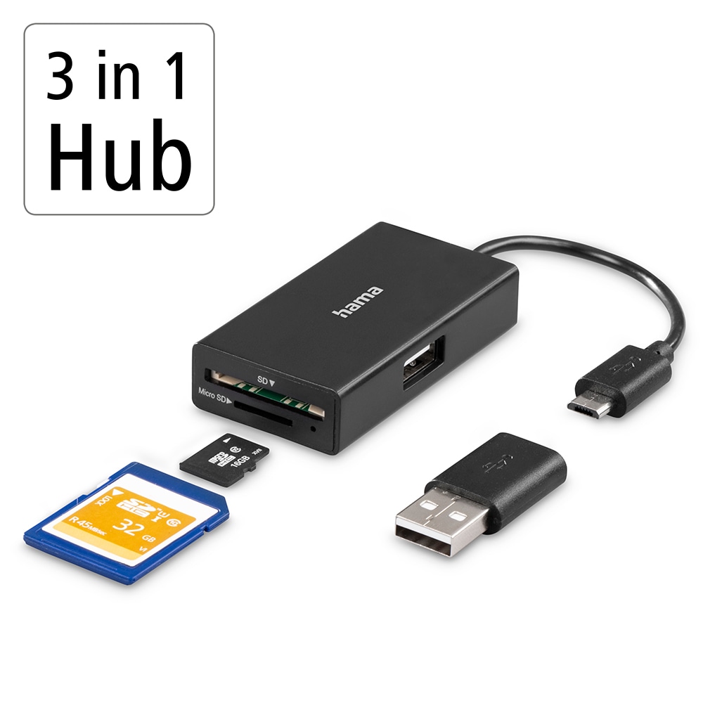Hub USB HAMA 200125, USB 2.0, negru