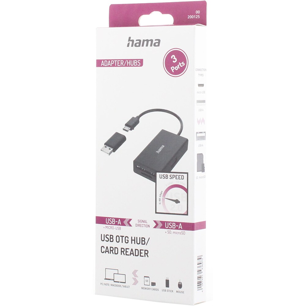 Hub USB HAMA 200125, USB 2.0, negru