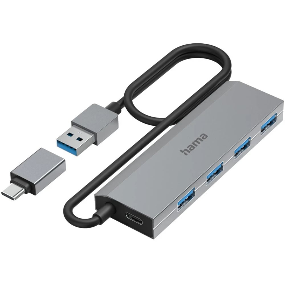 Hub USB HAMA 200138, USB 3.2, gri