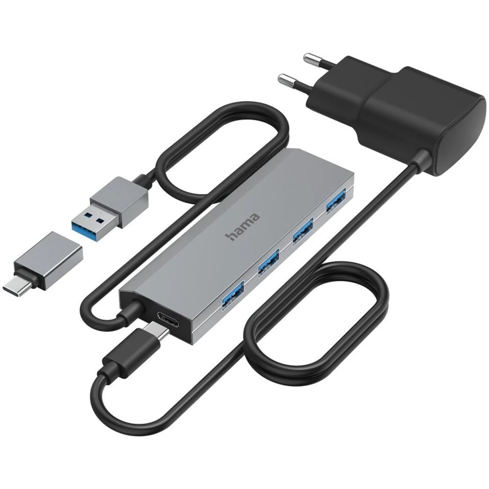 Hub USB HAMA 200138, USB 3.2, gri