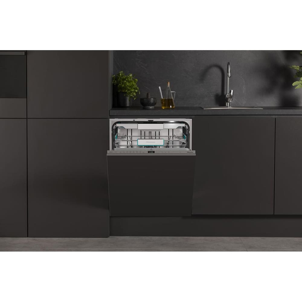 Masina de spalat vase incorporabila HISENSE HV693A65AD, 16 seturi, 7 programe, 60 cm, Clasa A, Wi-Fi, panou comanda argintiu