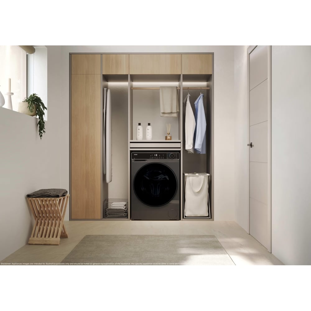 Masina de spalat frontala cu uscator HAIER HWD80-BP14357GTU-S, iRefresh, Wi-Fi, 8/5 kg, 1400rpm, Clasa A/E, antracit