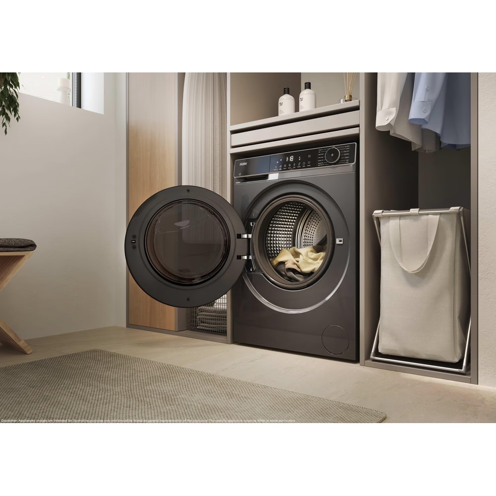 Masina de spalat frontala cu uscator HAIER HWD80-BP14357GTU-S, iRefresh, Wi-Fi, 8/5 kg, 1400rpm, Clasa A/E, antracit