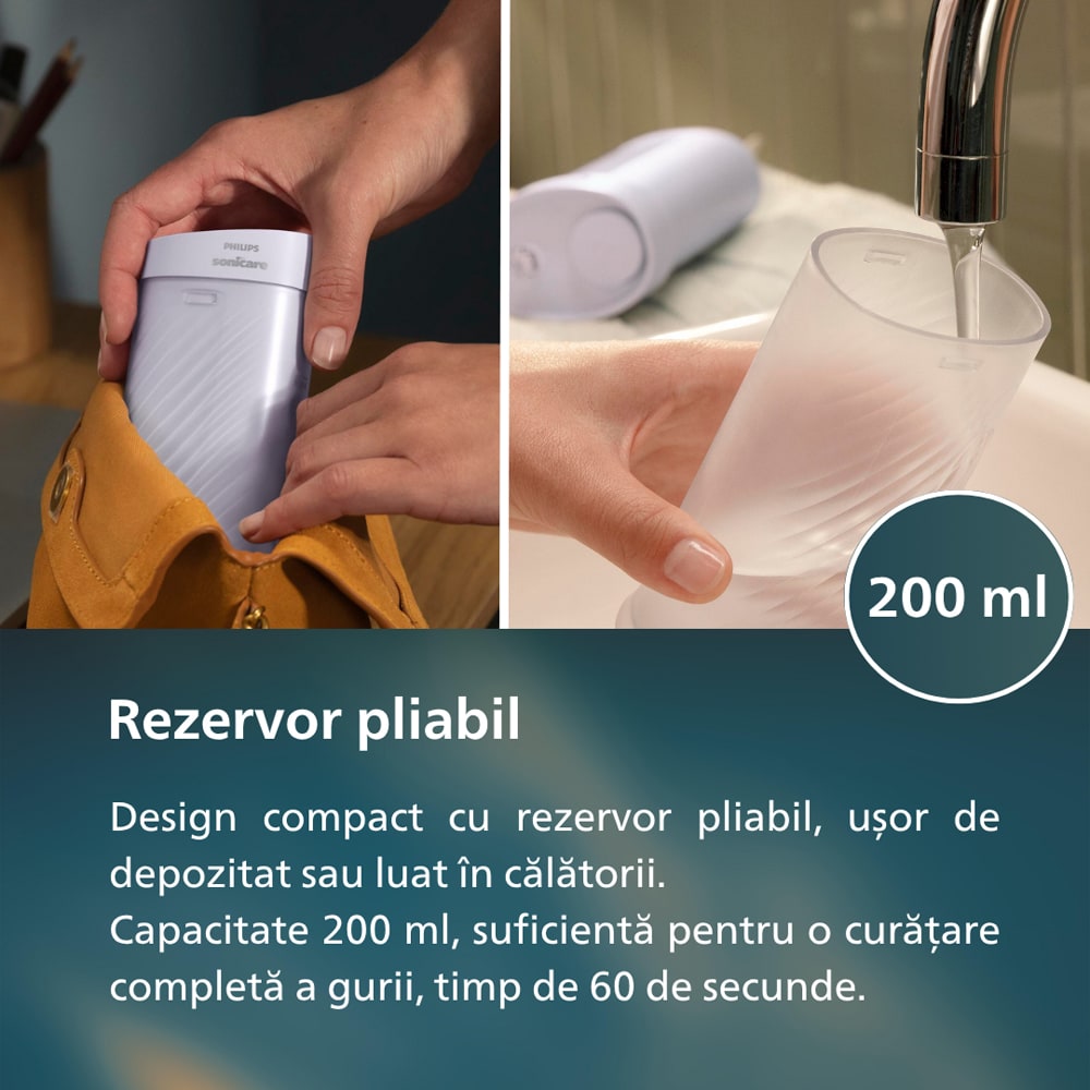 Irigator bucal PHILIPS Sonicare Compact Flosser 1000 HX3333/23, 2 capete, mov